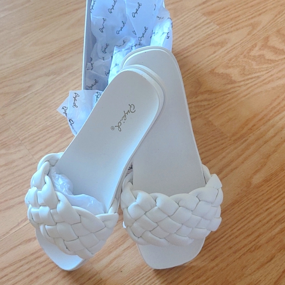 White braided sandals